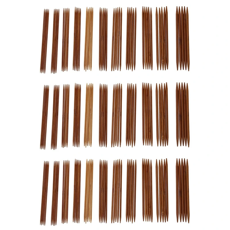 

15 Sets Of 11 Sizes 5 Inch (13Cm) Double Pointed Carbonized Bamboo Knitting Kits Needles Set (2.0Mm - 5.0Mm)