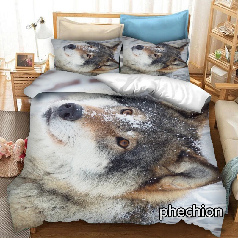 

phechion Animal Wolf 3D Print Bedding Set Duvet Covers Pillowcases One Piece Comforter Bedding Sets Bedclothes Bed Linen K184