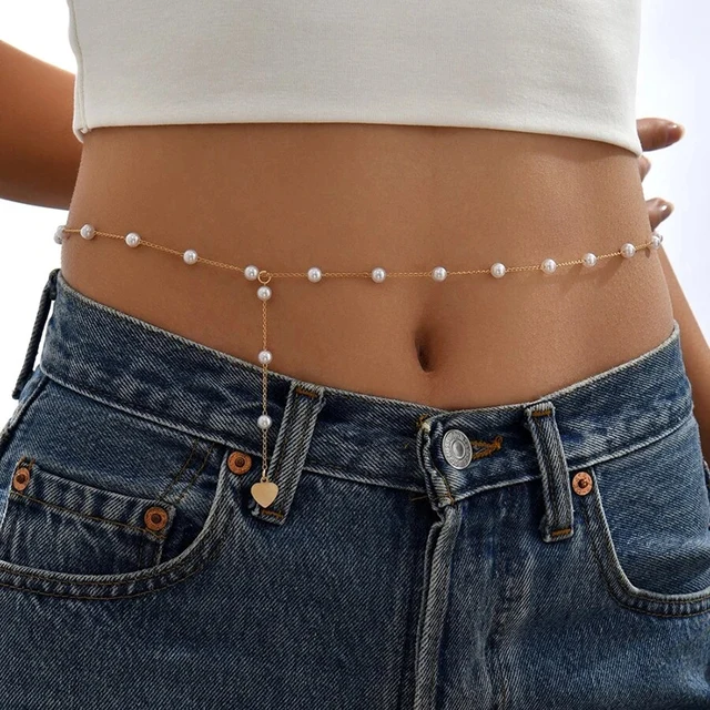 Bijoux de corps esthétique vintage pour femmes, décor de perles de ventre sexy, ceinture JOWaist, Streetwear d'été, bijoux de corps à la mode, Y04 1