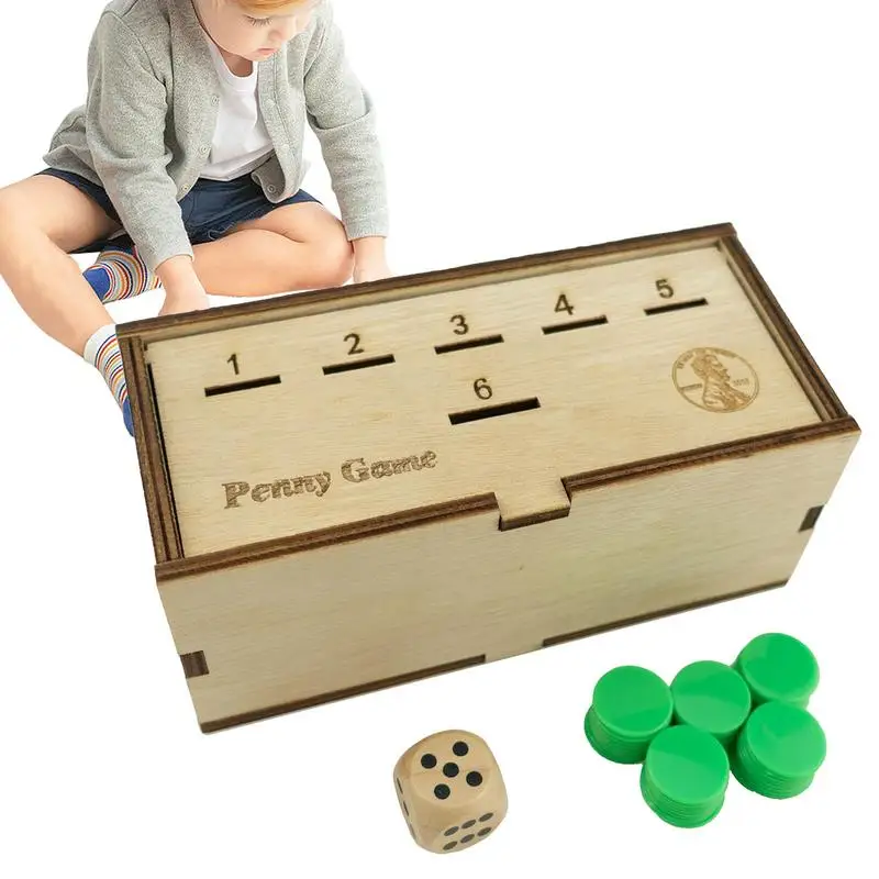 

Семейные настольные игры, креативные деревянные игральные кости, набор семейных игровых костей, игровые монеты, деревянная коробка, простые стратегические игральные кости для вечеринок