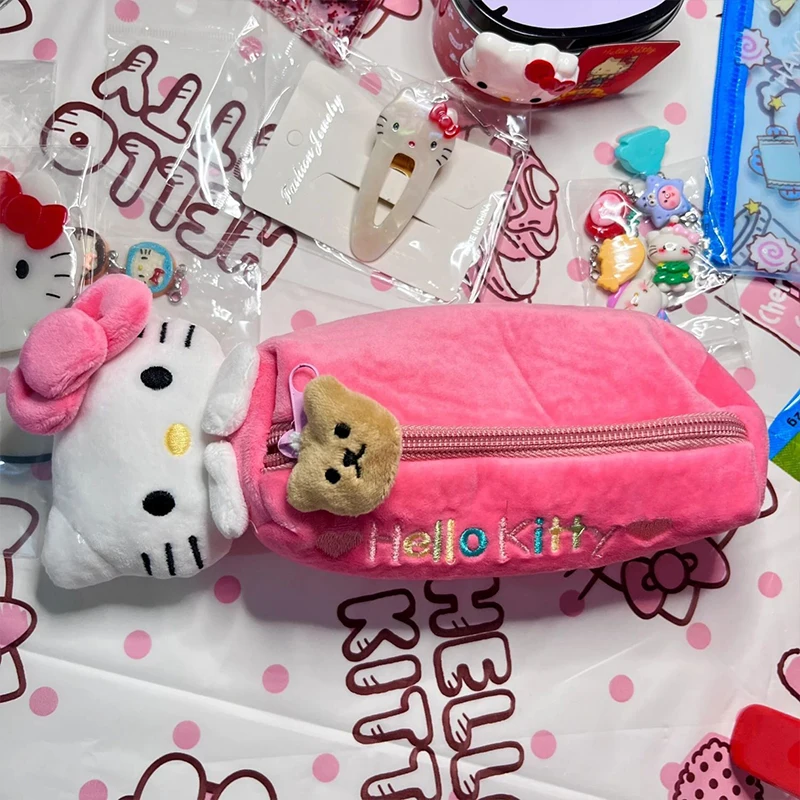 

Hello Kitty Kawaii Sanrio Anime Girly Heart Pen Bag Cute Cartoon Large Capacity Pencil Case Supplies Stationery Toys for Kids