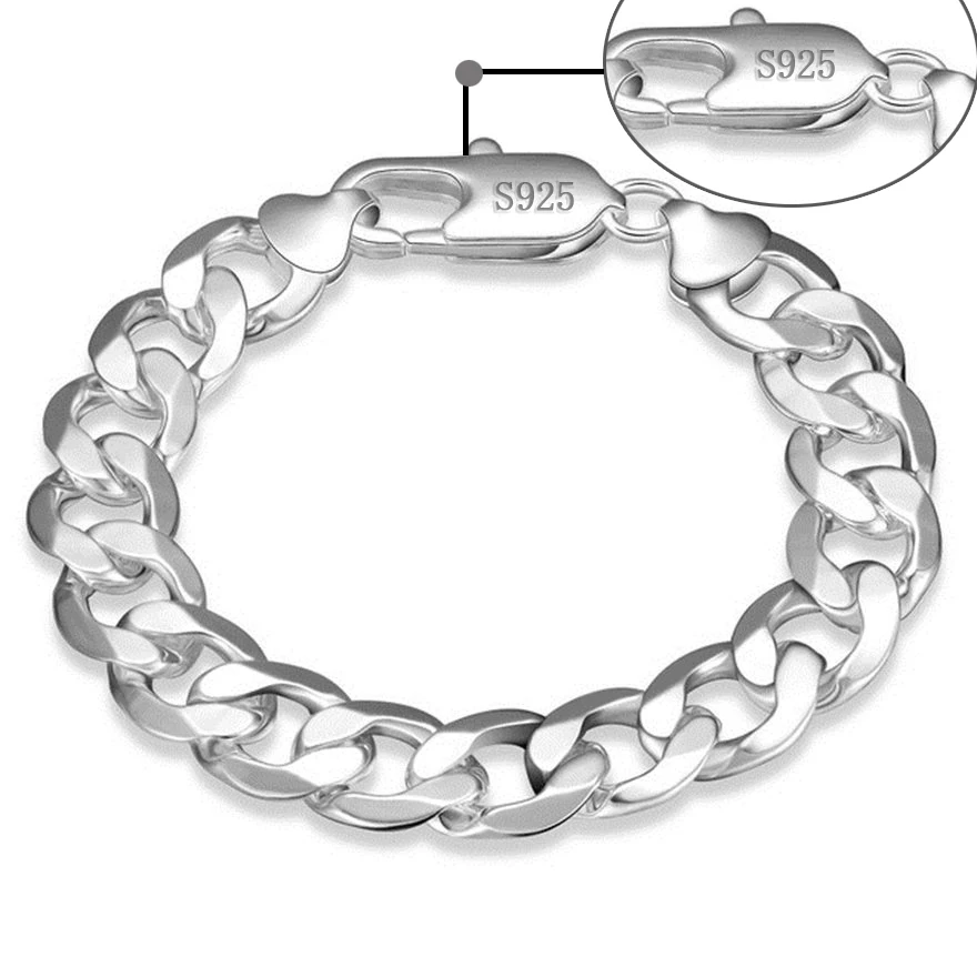 925 Silver 8MM 10MM 12MM Flat Sideways Bracelets Chains For Men Fashion Jewelry
925 Silver 8MM 10MM 12MM Flat Sideways Bracelets Chains For Men Fashion Jewelry