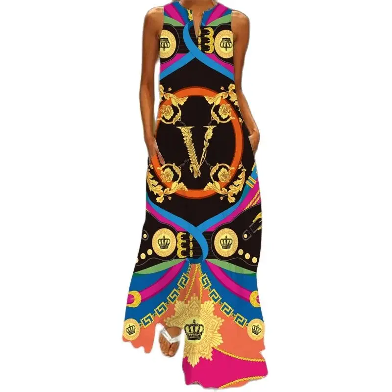 Elegant Women's Maxi Dress 2024 Summer Retro Print Dinner Style Long Dress V-neck Sexy Sleeveless Dress Y2k
Elegant Women's Maxi Dress 2024 Summer Retro Print Dinner Style Long Dress V-neck Sexy Sleeveless Dress Y2k