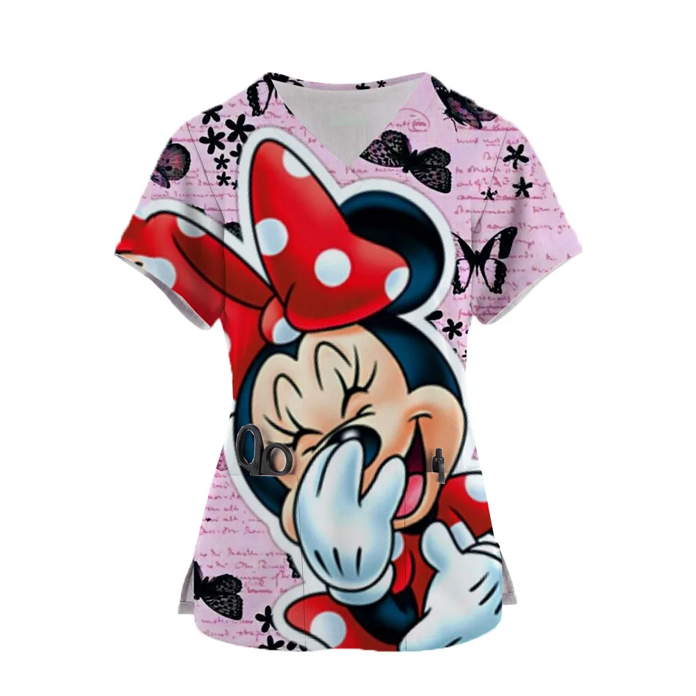 Women Working Uniform Mickey Mouse Print Pocket Blouse Short SleevWomene V-neck Tops Nurse Uniform Shop Workwear Heathcare Tunic
Women Working Uniform Mickey Mouse Print Pocket Blouse Short SleevWomene V-neck Tops Nurse Uniform Shop Workwear Heathcare Tunic