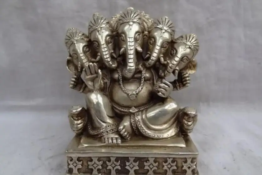 14CM Chinese Silver Buddhism Tibet 5 Head Ganapati Ganesh Lord Ganesha Buddha Statue
14CM Chinese Silver Buddhism Tibet 5 Head Ganapati Ganesh Lord Ganesha Buddha Statue