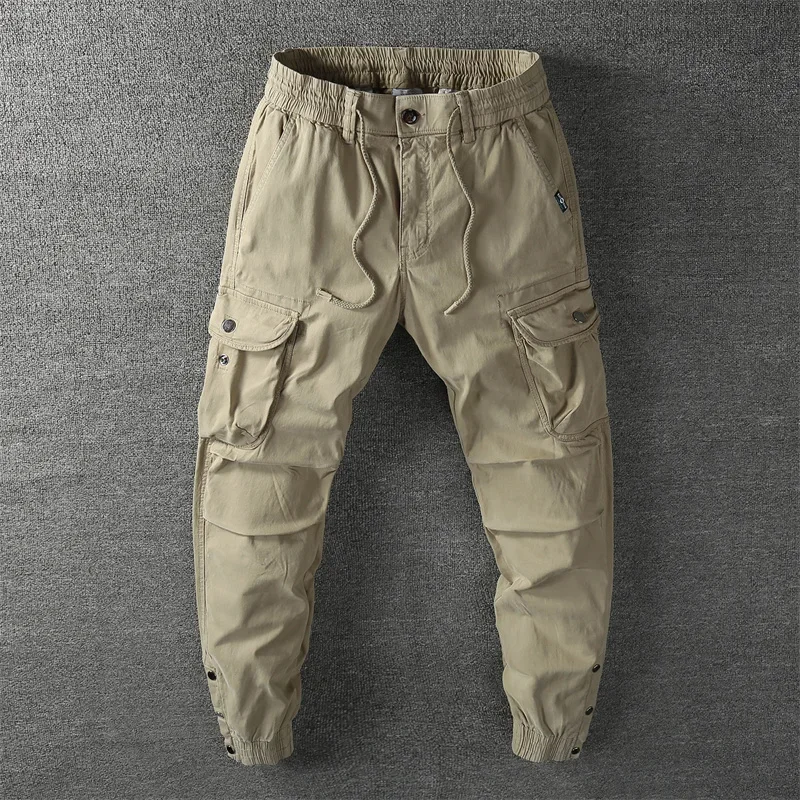 

Men's Retro Style Autumn Casual Pants Washed Multi Pockets Cargo Pants with Zipper Closing Fashion Street Pants Jogger