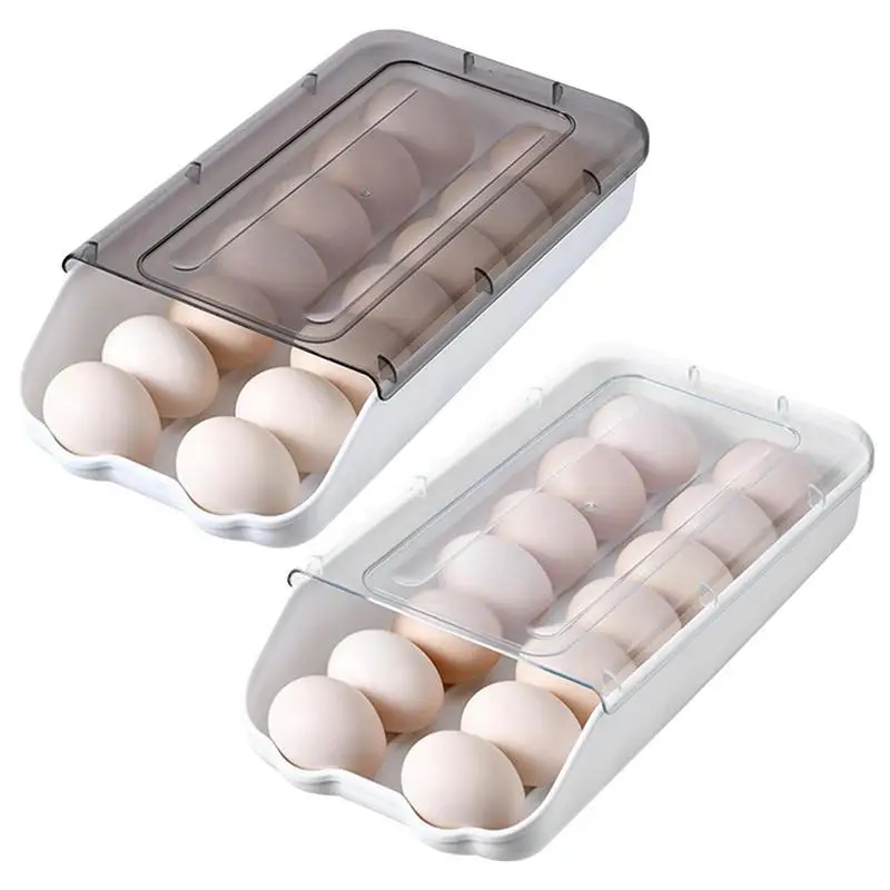 

Автоматический вращающийся лоток для яиц, штабелируемые контейнеры для хранения яиц, вмещает 14 яиц, держатель для яиц, корзина, кухонные Органайзеры