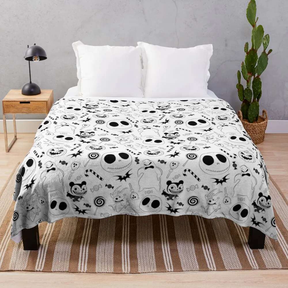 

Кошмар на Хэллоуин-черно-белое одеяло с рисунком, спальный мешок, одеяло, зимние одеяла для кровати, диван-кровать
