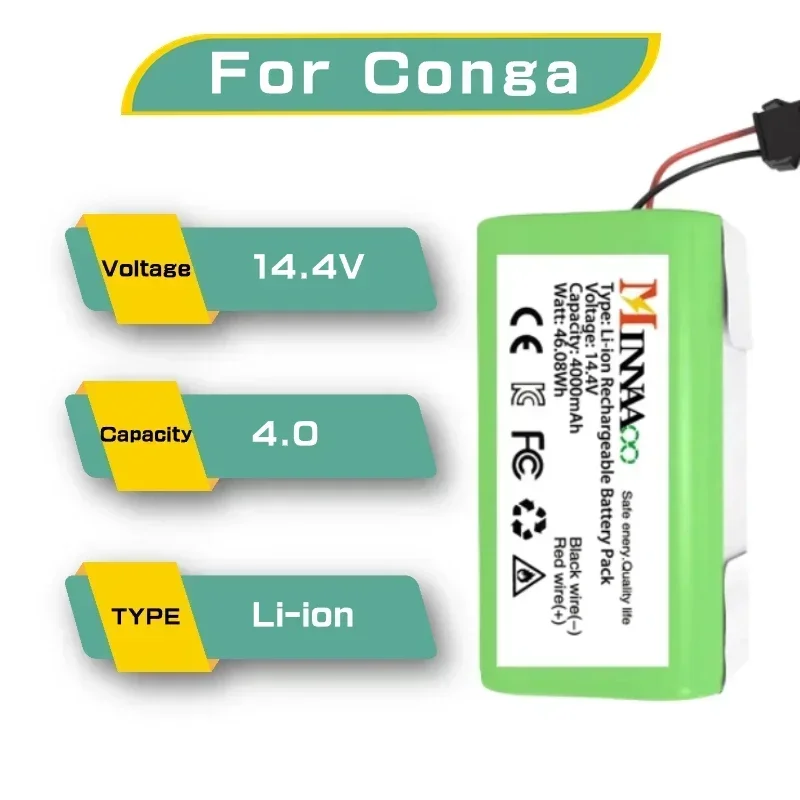 NEW 14.4V 6800mAh Li-ion Battery for Conga Excellence 950 990 1090 1790 1990 Deebot N79S N79 DN622 Eufy Robovac 11S 12 X500
NEW 14.4V 6800mAh Li-ion Battery for Conga Excellence 950 990 1090 1790 1990 Deebot N79S N79 DN622 Eufy Robovac 11S 12 X500