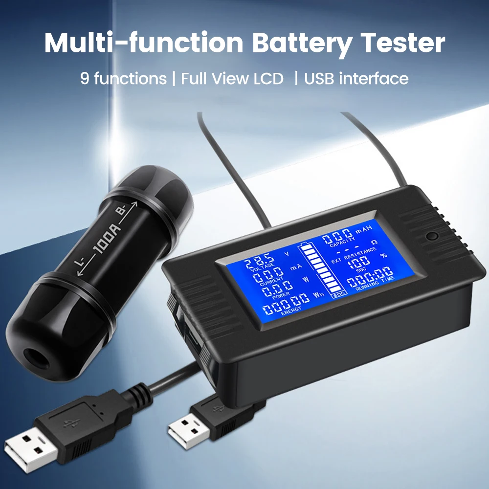 50A 100A DC8-120V Digital LCD Display Voltmeter Ammeter Impedance Wattmeter Power Energy Meter 12V 24V 48V 72V 110V Volt Tester
50A 100A DC8-120V Digital LCD Display Voltmeter Ammeter Impedance Wattmeter Power Energy Meter 12V 24V 48V 72V 110V Volt Tester
