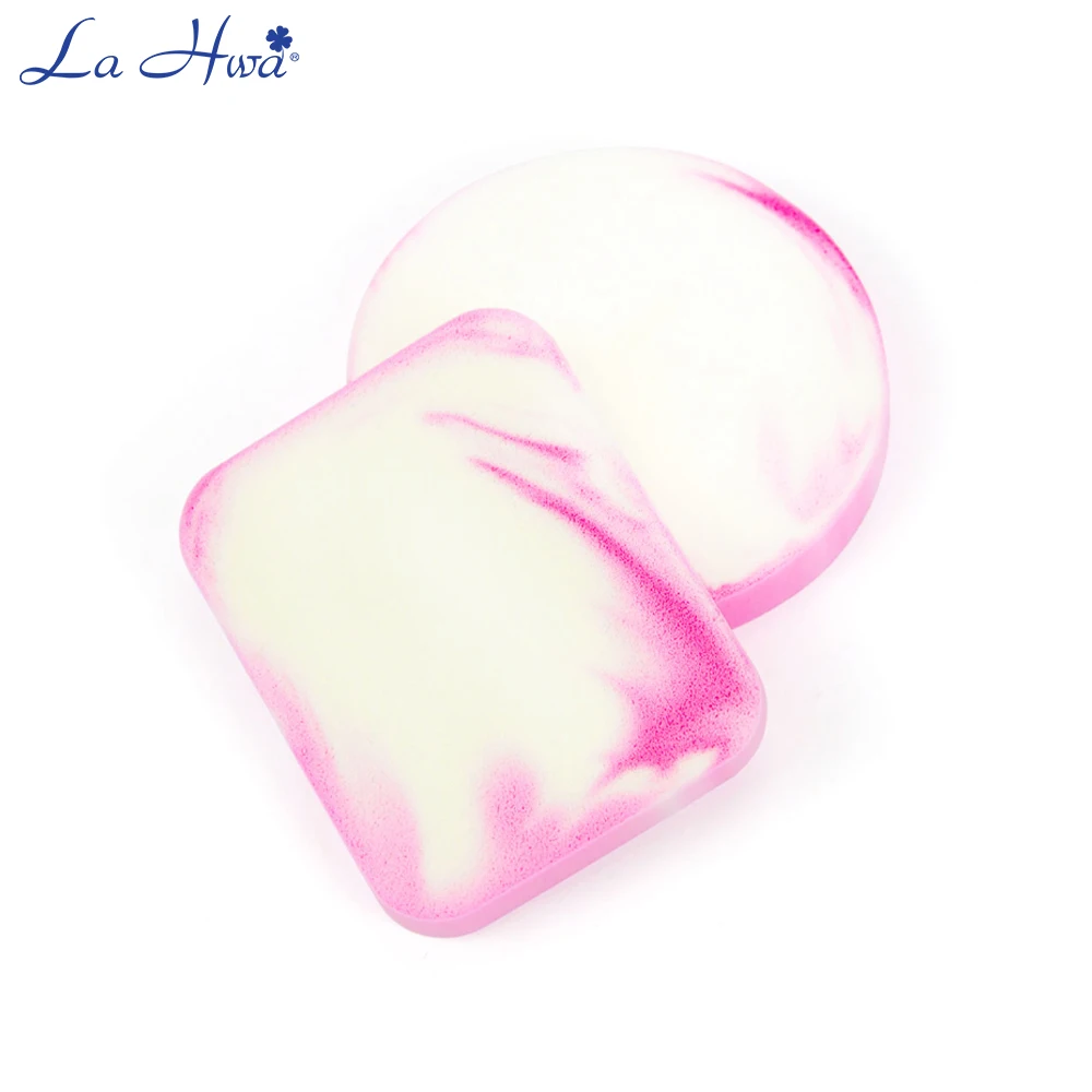 

2pcs Dry Wet Use Makeup Sponge for Foundation Powder Cosmetic Pink Puff Round and Rectangle Beauty Tool