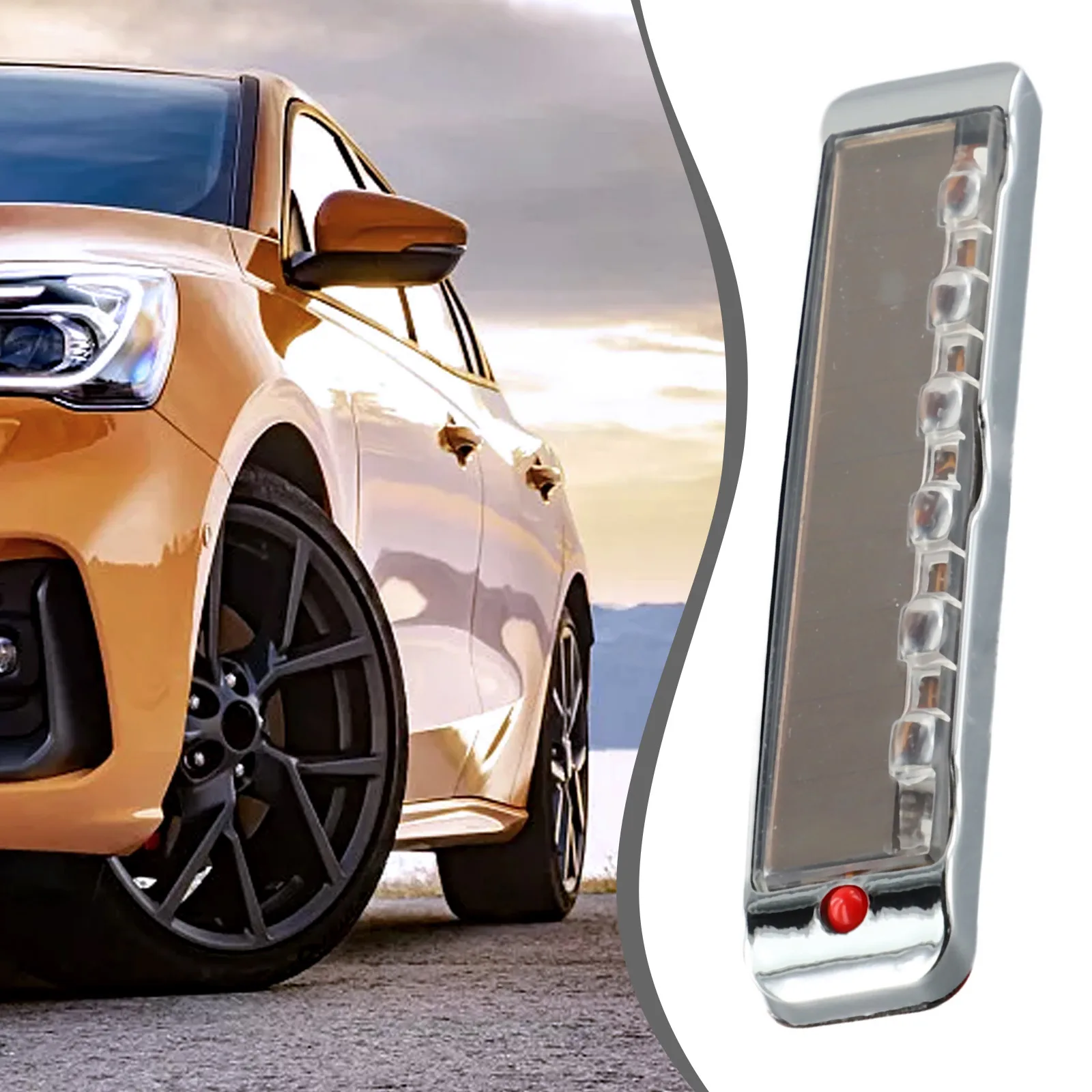 Brand New Electroplate+LED High Quality 10cm*7.8cm*0.75cm Side Lights Solar LED Strobe 7 Light Auto Blinker Durable
Brand New Electroplate+LED High Quality 10cm*7.8cm*0.75cm Side Lights Solar LED Strobe 7 Light Auto Blinker Durable