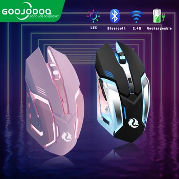 충전식 2.4g 무선 블루투스 게이밍 마우스, 인체 공학적, 음소거, 컴퓨터, 노트북용, LED 백라이트 마우스, IOS, 안드로이드용
