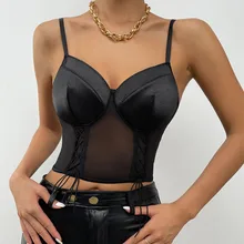 Women's corset Solid Color Stitching Sexy Perspective Mesh Lace-Up European and American Small Vest Summer Backless Vest tops
Women's corset Solid Color Stitching Sexy Perspective Mesh Lace-Up European and American Small Vest Summer Backless Vest tops