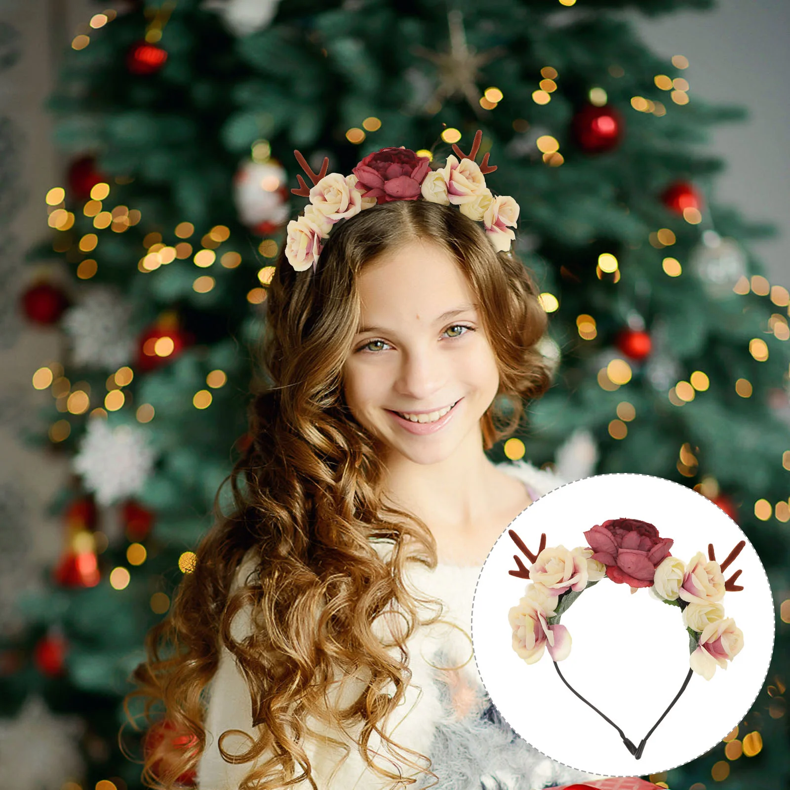 

Christmas Hairband Antlers Headdress Christmas Hair Hoops Photo Prop Headdress For Gift Decor Children Antler Headband For Decor