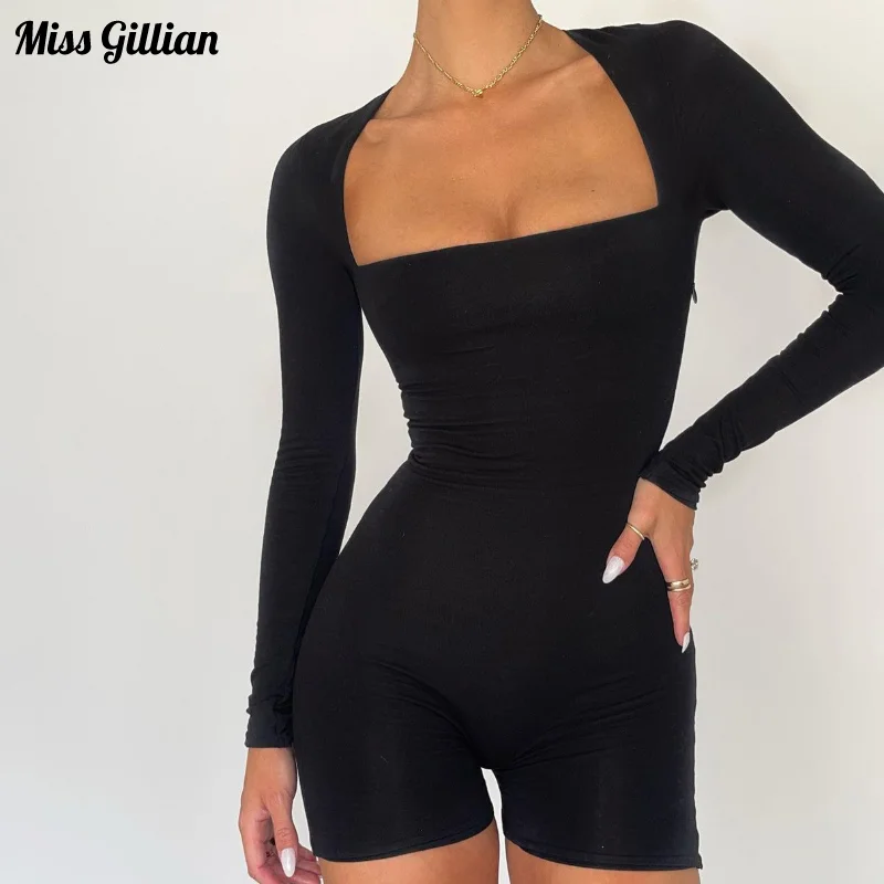Summer Long Sleeve Romper Women Solid Color Square Collar One Piece Shorts Casual Jumpsuits 2023 Fashion Female Basic Playsuits
Summer Long Sleeve Romper Women Solid Color Square Collar One Piece Shorts Casual Jumpsuits 2023 Fashion Female Basic Playsuits