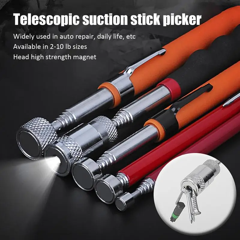 Telescoping Magnetic Grabbers LED Light Magnetic Pick-up Tool with Pocket Clip Retrieving Magnet for Screw Nut Pins
Telescoping Magnetic Grabbers LED Light Magnetic Pick-up Tool with Pocket Clip Retrieving Magnet for Screw Nut Pins
