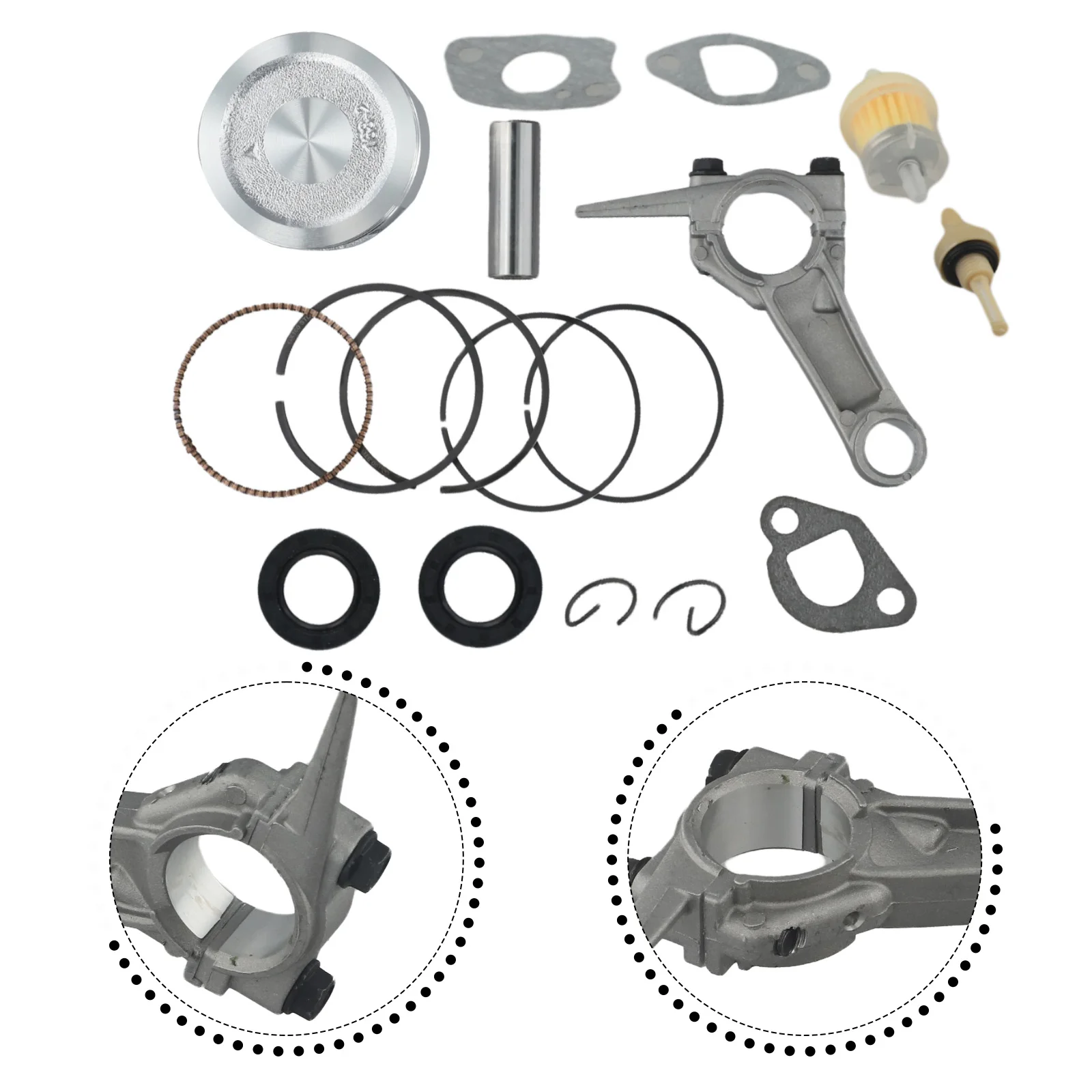 Connecting Rod Piston Ring Gasket Kit For GX160 GX200 168F 5.5HP 6.5HP Engine Replace 13200-ZE1-010 With Oil Filter
Connecting Rod Piston Ring Gasket Kit For GX160 GX200 168F 5.5HP 6.5HP Engine Replace 13200-ZE1-010 With Oil Filter