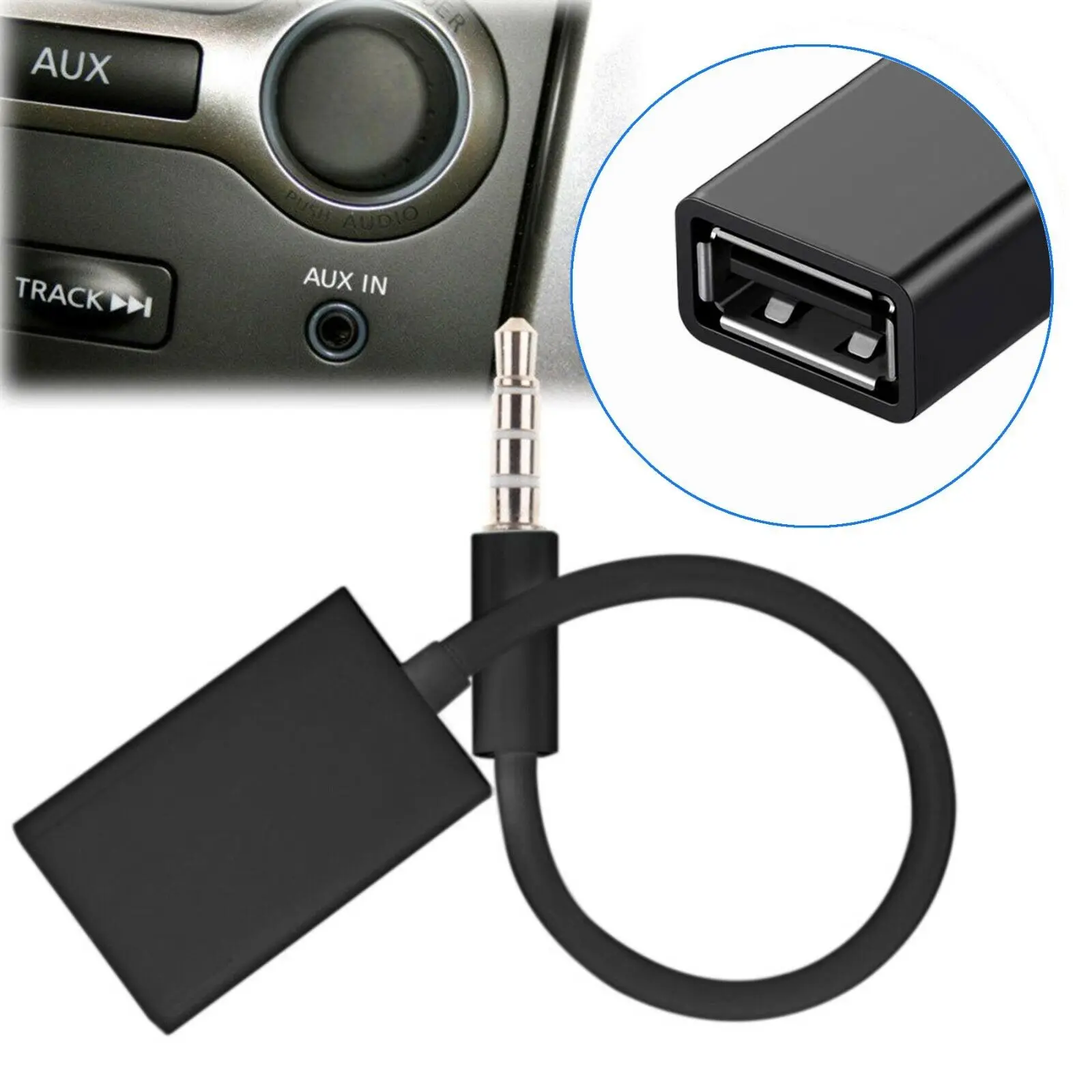 

Переходник с аудиоразъемом 3,5 AUX на USB, USB-кабель, шнур, U-диск, телефонный привод, MP3 для автомобильных аксессуаров, адаптер для флеш-памяти, USB-кабель