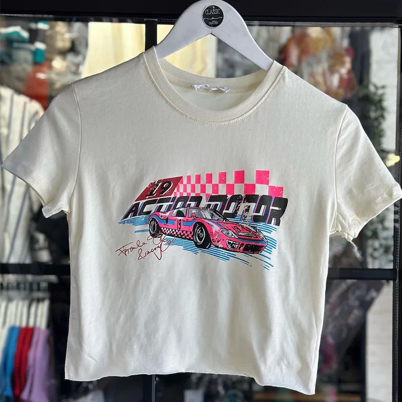 Винтажная розовая Спортивная футболка Y2k в стиле Харадзюку с графическим принтом автомобиля, облегающая женская футболка, летний укороченный топ с круглым вырезом и короткими рукавами
Винтажная розовая Спортивная футболка Y2k в стиле Харадзюку с графическим принтом автомобиля, облегающая женская футболка, летний укороченный топ с круглым вырезом и короткими рукавами