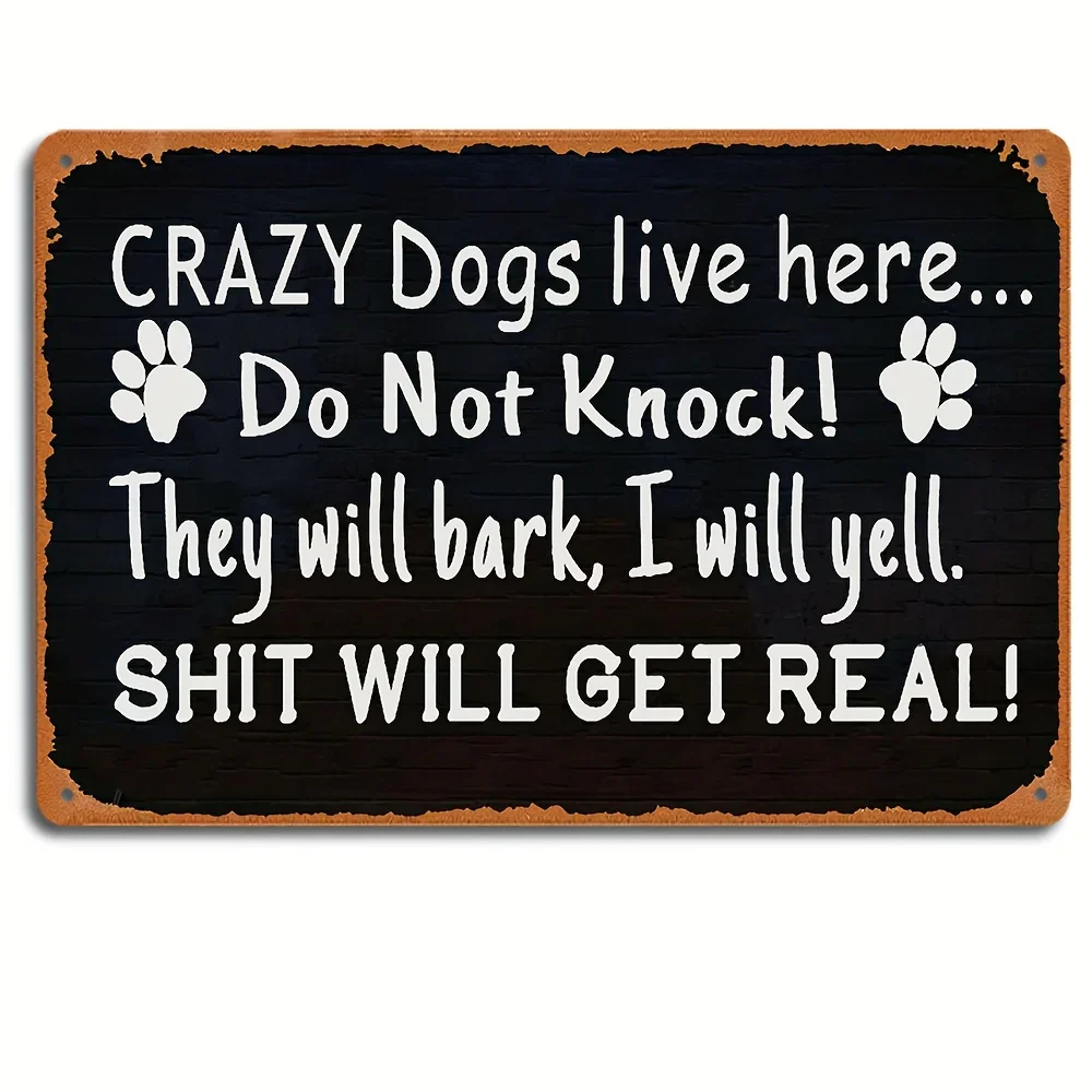 

Retro Crazy Dog Signs, 12x8 Inch Vintage Tin Beware of Dog Sign for Home and Garden Decor Room Farmhouse Decor Posters