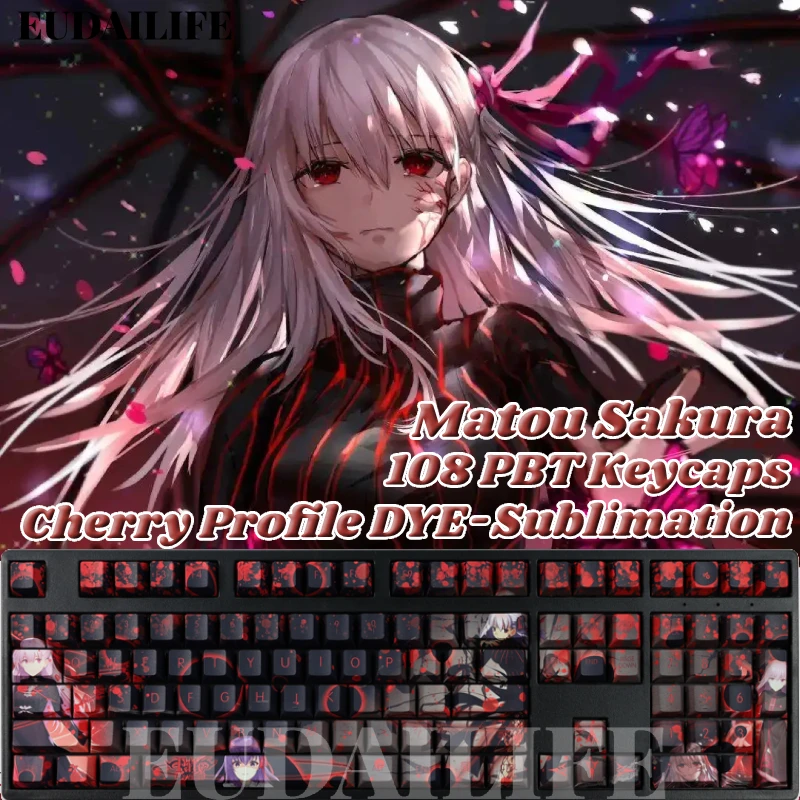 

Matou Sakura 108 Keycap PBT FGO Fate Grand Order DYE Sub Cherry Profile MX Cross Axis Switch Otaku Key Cover Mechanical Keyboard