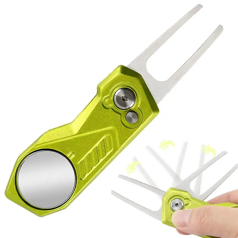 

Foldable Golf Divot Repair Tool Magnetic Ball Marker Pitch Groove Cleaner Golf Accessories Putting Green Fork Golf Training Aids