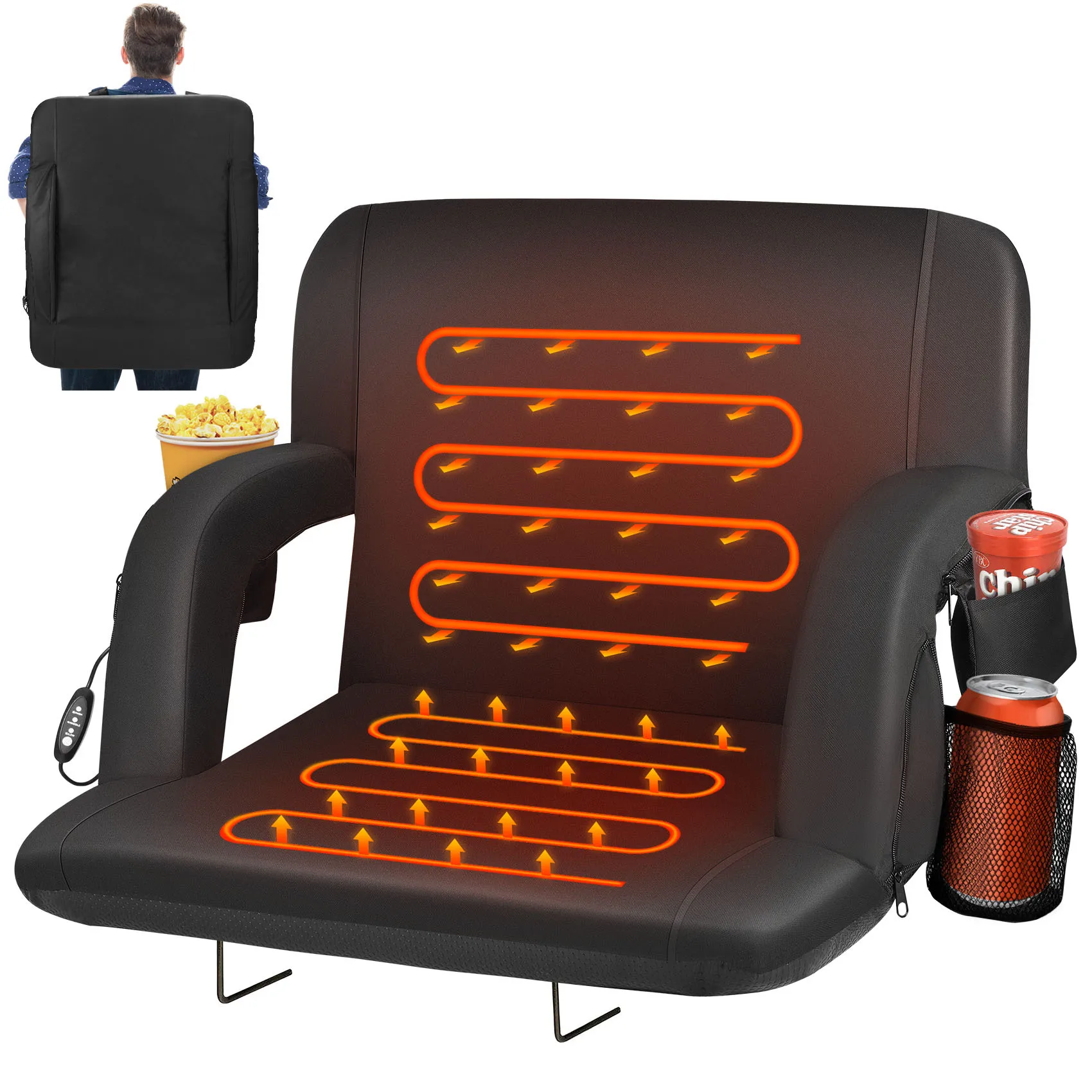 1pc/2pcs USB Heated Stadium Seat with Back Support – Extra Wide Cushioned Foldable Chair, 3-Level Heat, 5 Storage Pockets for
1pc/2pcs USB Heated Stadium Seat with Back Support – Extra Wide Cushioned Foldable Chair, 3-Level Heat, 5 Storage Pockets for