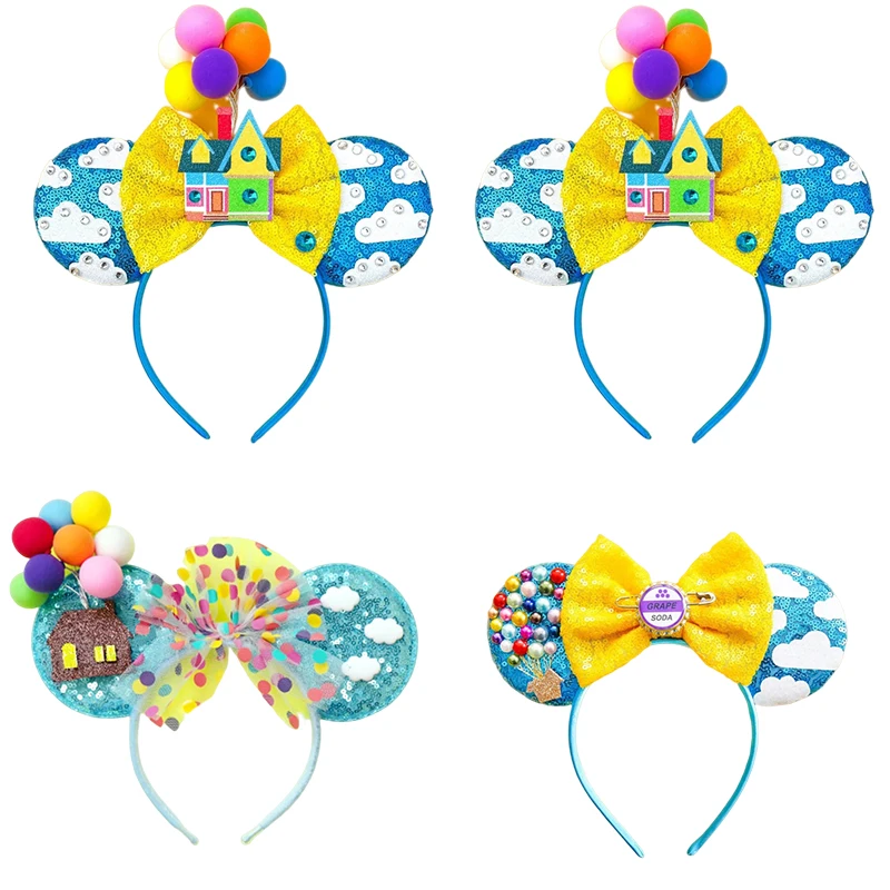 

Pixar UP Ears Headbands Girl Balloon Cabin Hairband Women Grape Soda Cap Hair Band Baby Disney Flying Ring Travel Headwear Gift