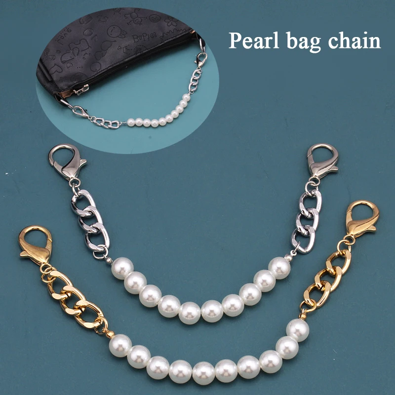 

Vintage Imitation Pearl metal Bag Strap For Handbag Chains Mobile Phone Lanyard Bag Accessories DIY Purse Replacement Handles