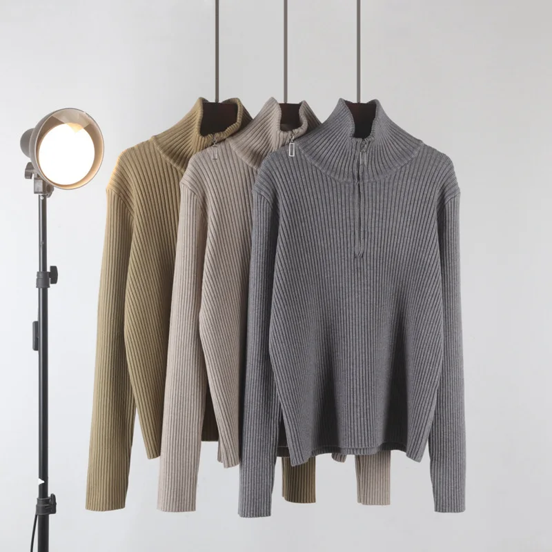 Casual Loose Knitted Pullover Autumn/Winter Women's Pullovers 2024 New Zipper Turtleneck Sweater Knitted Underlay Thickened Tops
Casual Loose Knitted Pullover Autumn/Winter Women's Pullovers 2024 New Zipper Turtleneck Sweater Knitted Underlay Thickened Tops