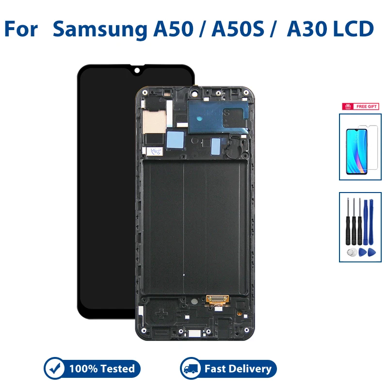 

6.4" OLED For Samsung Galaxy A50 A50S A30 LCD Display Touch Screen Digitizer Assembly For Samsung A505 with Frame Or No Frame