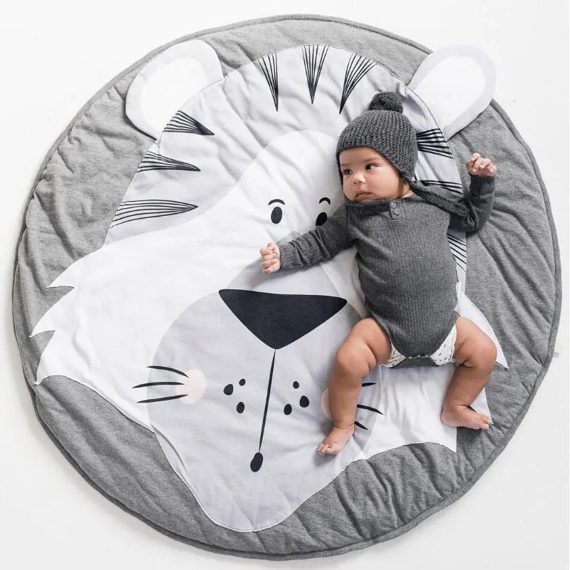 

85CM Baby Padded Play Mat Cotton Round Newborn Baby Crawling Blanket Animal Carpet Floor Boy Girl Game Rug For Kids Room Decor