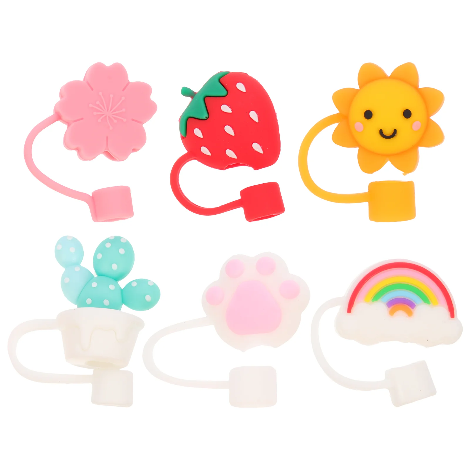 

2/3/4/6/8Pcs Silicone Straw Tips Drinking Dust Cap Splash Proof Plugs Straw Cover Cartoon Straw Protectors Drinking Straw Caps