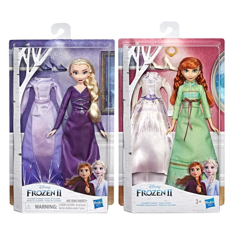 

Модная Кукла Эльзы Hasbro Disney Frozen 2 Arendelle, 2 наряда, фиолетовая Ночная рубашка и платье Анна, зеленое платье, игрушка для детей