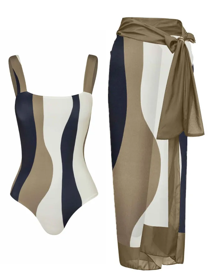 Fashion Simple Color Patchwork Printed One-piece Intellectual Women's Beach Elegant Swimsuit And Cover Up 2023 Summer Swimwear
Fashion Simple Color Patchwork Printed One-piece Intellectual Women's Beach Elegant Swimsuit And Cover Up 2023 Summer Swimwear