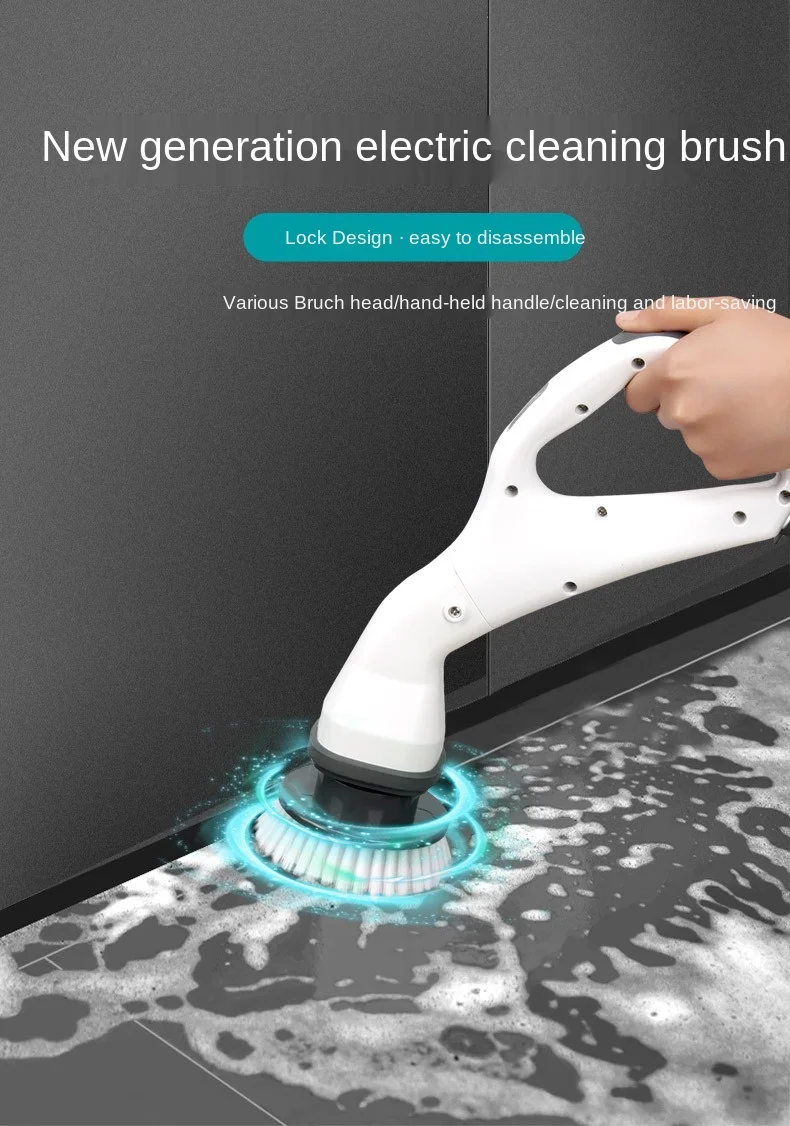 New Xiaomi Home Electric Cleaning Brush Rechargeable Scrubber with Detachable Heads Brush Bathroom Kitchen Toilet Clean Tool