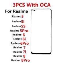 Écran tactile LCD pour Realme 5 5i 5s Pro 6 6i 6S 7 7i 7Pro 8 8 Pro, pièces de rechange en verre, lot de 3 pièces=