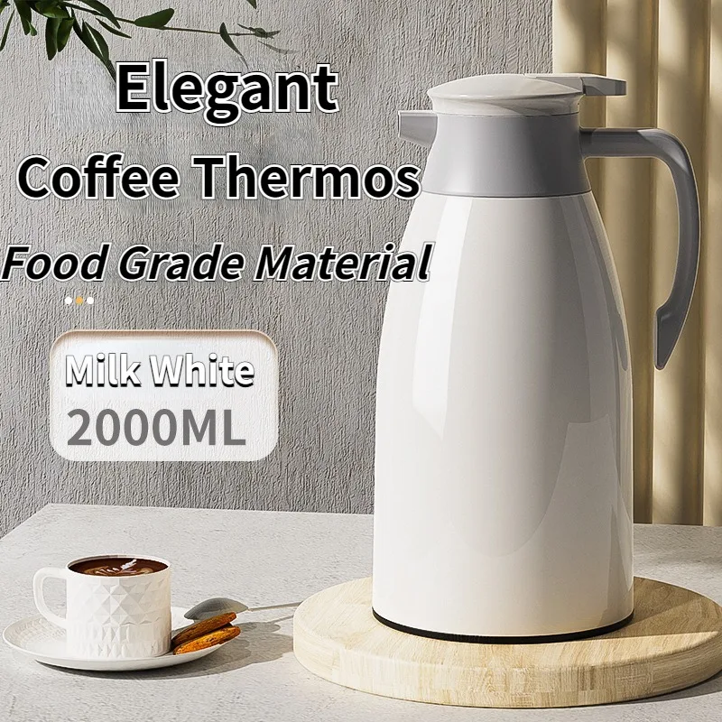 

2L Large Capacity Coffee Thermos Household Glass Liner Vacuum Flask Heat Preservation Water Bottle Insulation Coffee Kettle