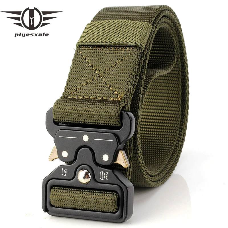 

Plyesxale Tactical Belt Men High Quality Nylon Knock Off Men's Military Belts Army Green Camouflage Multifunction Belt G105