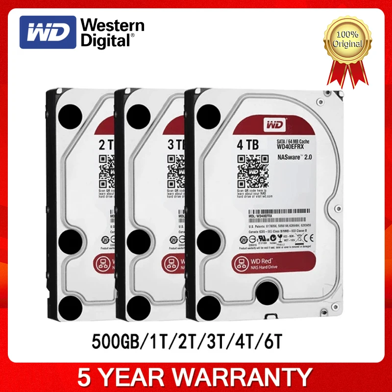 

Оригинальный Красный Жесткий диск Western Digital WD 1 ТБ 2 ТБ 3 ТБ 4 ТБ, жесткий диск 3,5 дюйма 6 Тб, внутренний жесткий диск 5400 об/мин SATA 6 Гб/с 64 МБ кэш
