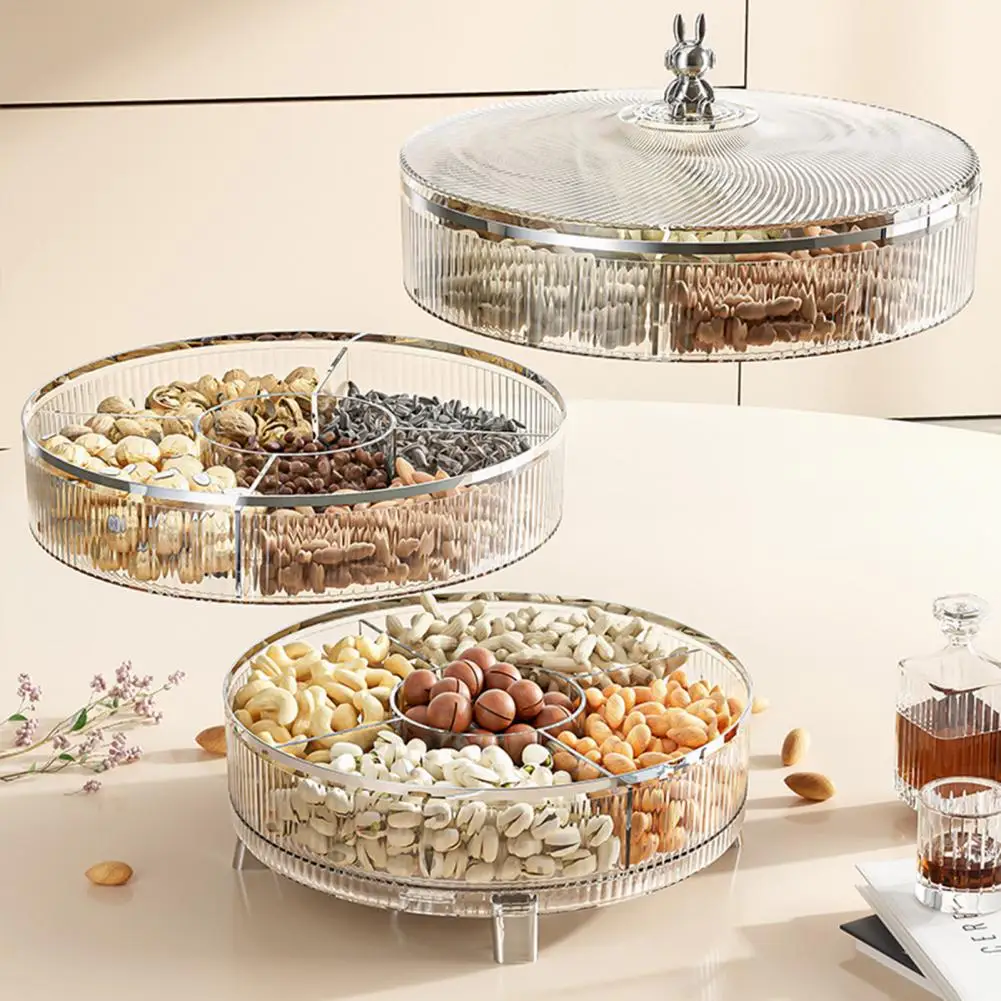 Snack Organizer with Moisture-proof Cover 360-degree Rotation Triple Layer Divided Nut Serving Tray for Appetizer for Snacks
Snack Organizer with Moisture-proof Cover 360-degree Rotation Triple Layer Divided Nut Serving Tray for Appetizer for Snacks