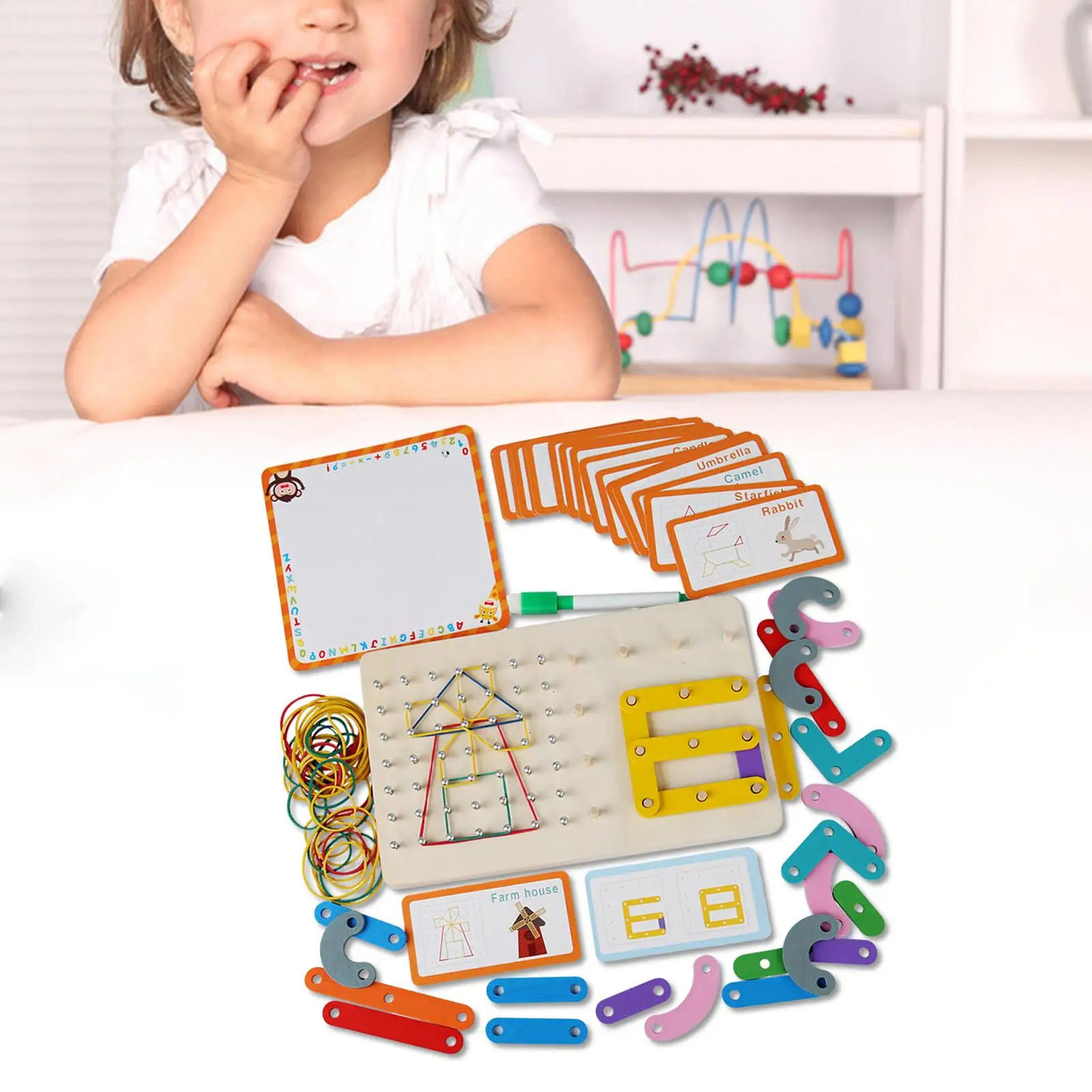 

Деревянная геодоска, игрушка Монтессори, головоломка для развития мозга, пегборд, Сортировочная игра, гео-доска для детей дошкольного возраста, мальчиков и девочек, детская игрушка