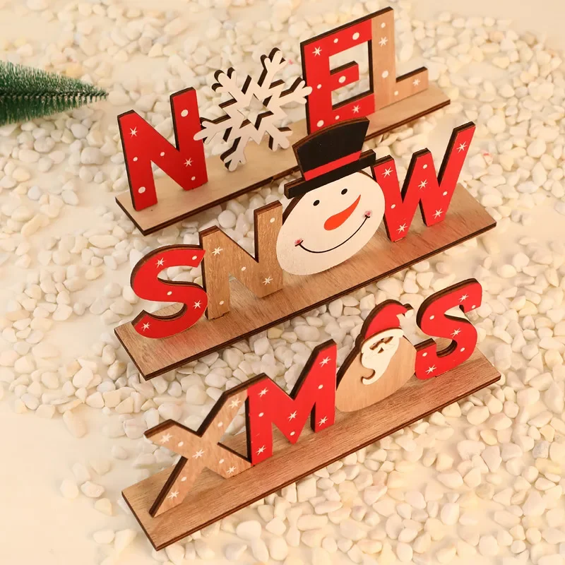 

Christmas decorations wooden letters decoration desktop old man snowman snowflake office decoration window layout