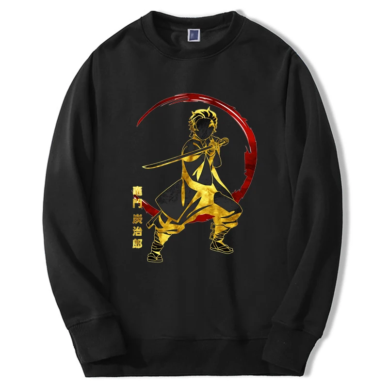 

Demon Slayer Anime Hoodies Sweatshirt Men Tanjirou Figure Mangas 2022 New Sweatshirts Hip Hop Round Neck Fleece Hoody Moletom