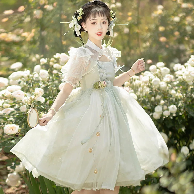 

Original design jsk Han element fresh girl dress Everyday Chinese style lolita sweet dress