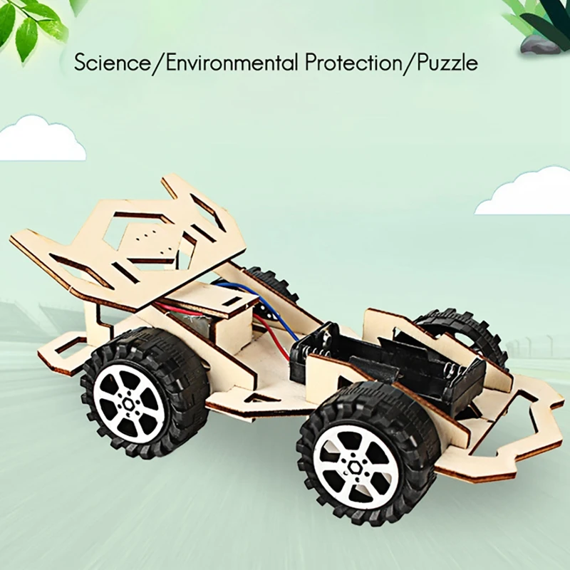

Wooden DIY Assembly Electric RC Racing Car Model Kit Physical Science Experiments Technology Educational Toys Child A
