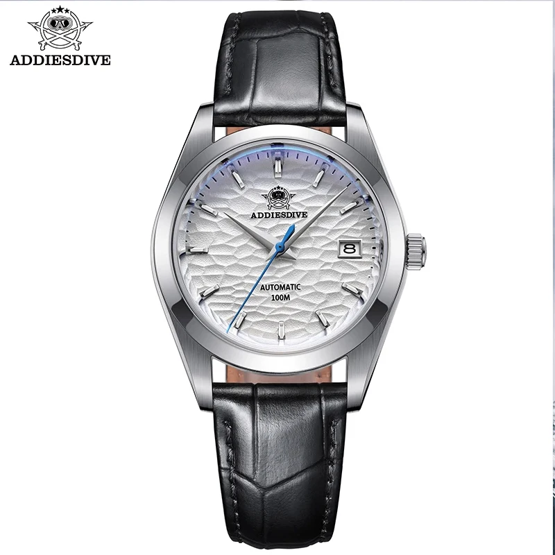 

ADDIESDIVE 39mm Business NH35 Sapphire Automatic Watch AD2118 Leather Strap Men Mechanical Watches 100m Diving Relogio Masculino