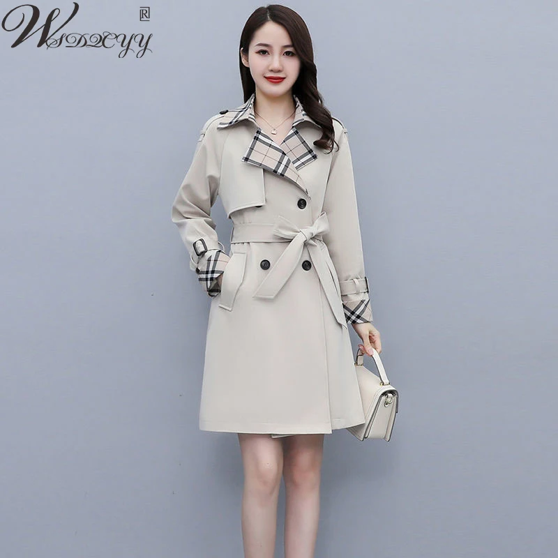 Vintage Plaid Trench Jacket Women Lace Up Waist Long Sleeve Windbreaker Korean Double Breasted Outwear Big Size Design Overcoat
Vintage Plaid Trench Jacket Women Lace Up Waist Long Sleeve Windbreaker Korean Double Breasted Outwear Big Size Design Overcoat