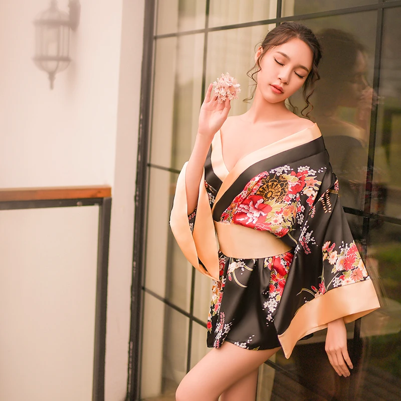 

Women Kimono Gown Nightdress Robe Silk Sleepwear Sexy Nightwear Nightgown Soft Intimate Hot Erotic Lingerie Underwear